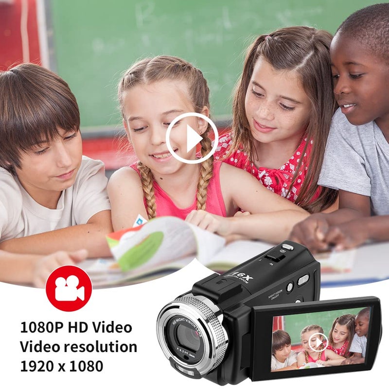 ORDRO Camcorders HDV-V12 HD 1080P Video Camera Recorder Infrared Night Vision Camera Camcorders with 16G Memory Card and 2 Batteries - Image 5